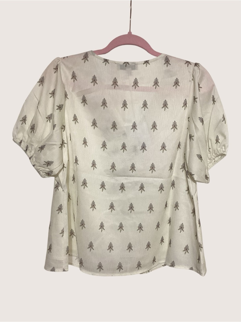 Polagram Cream Floral Border Print Blouse