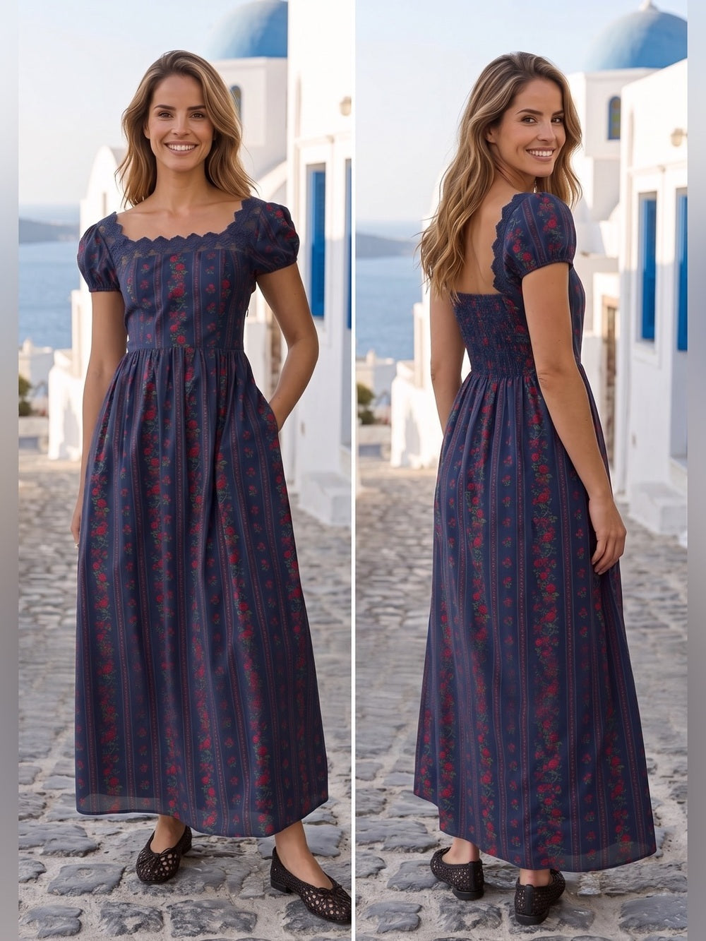 Sorella Atelier Andi Navy Floral Cotton Maxi Dress