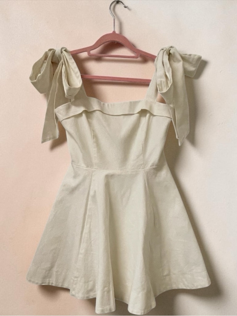 Just Me Natural Tie-Strap Mini Dress