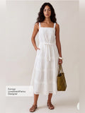 Sorella Atelier Camellia White Eyelet Cotton Midi Dress