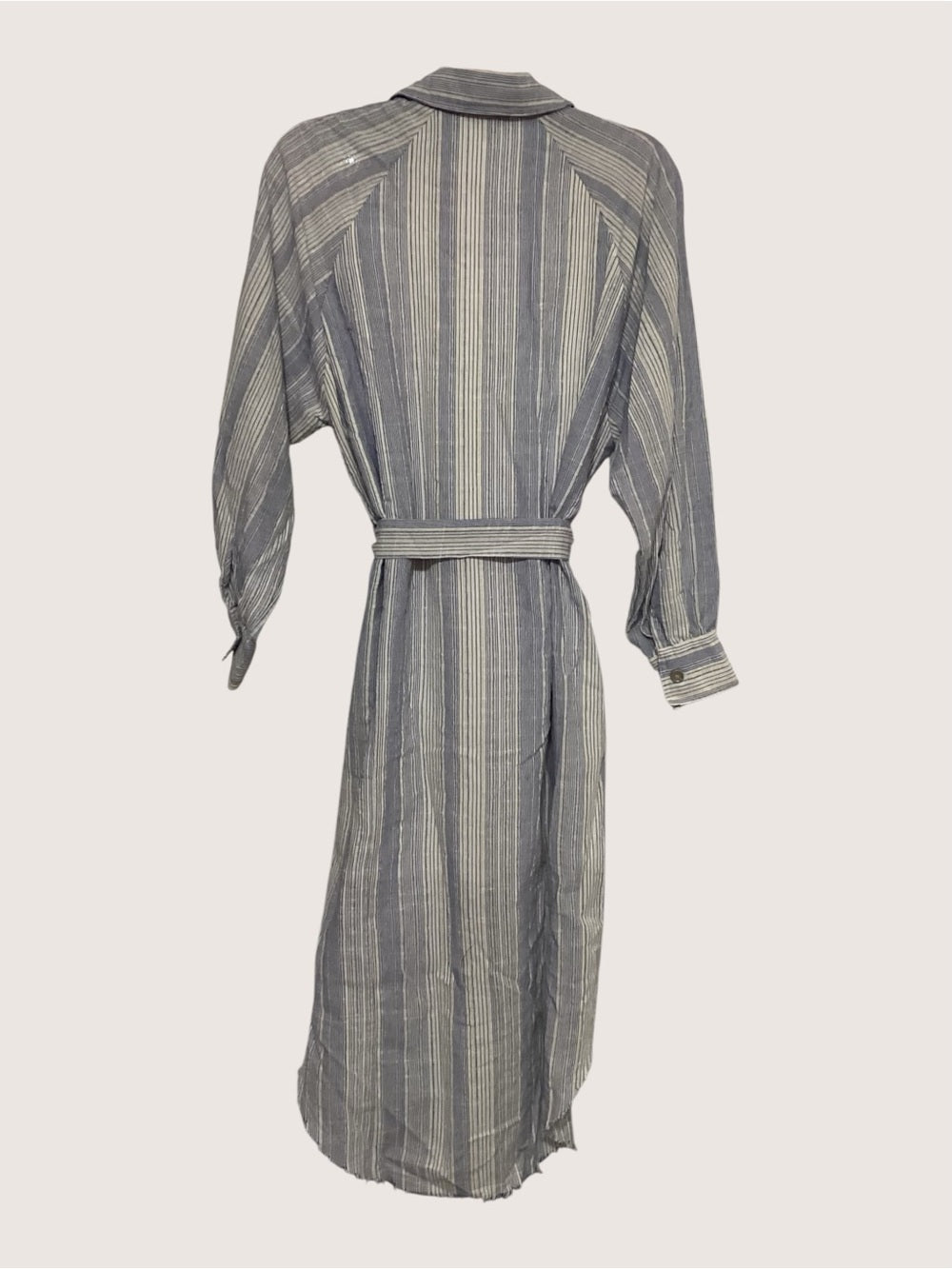 Striped Shirt Dress with Raw Hem