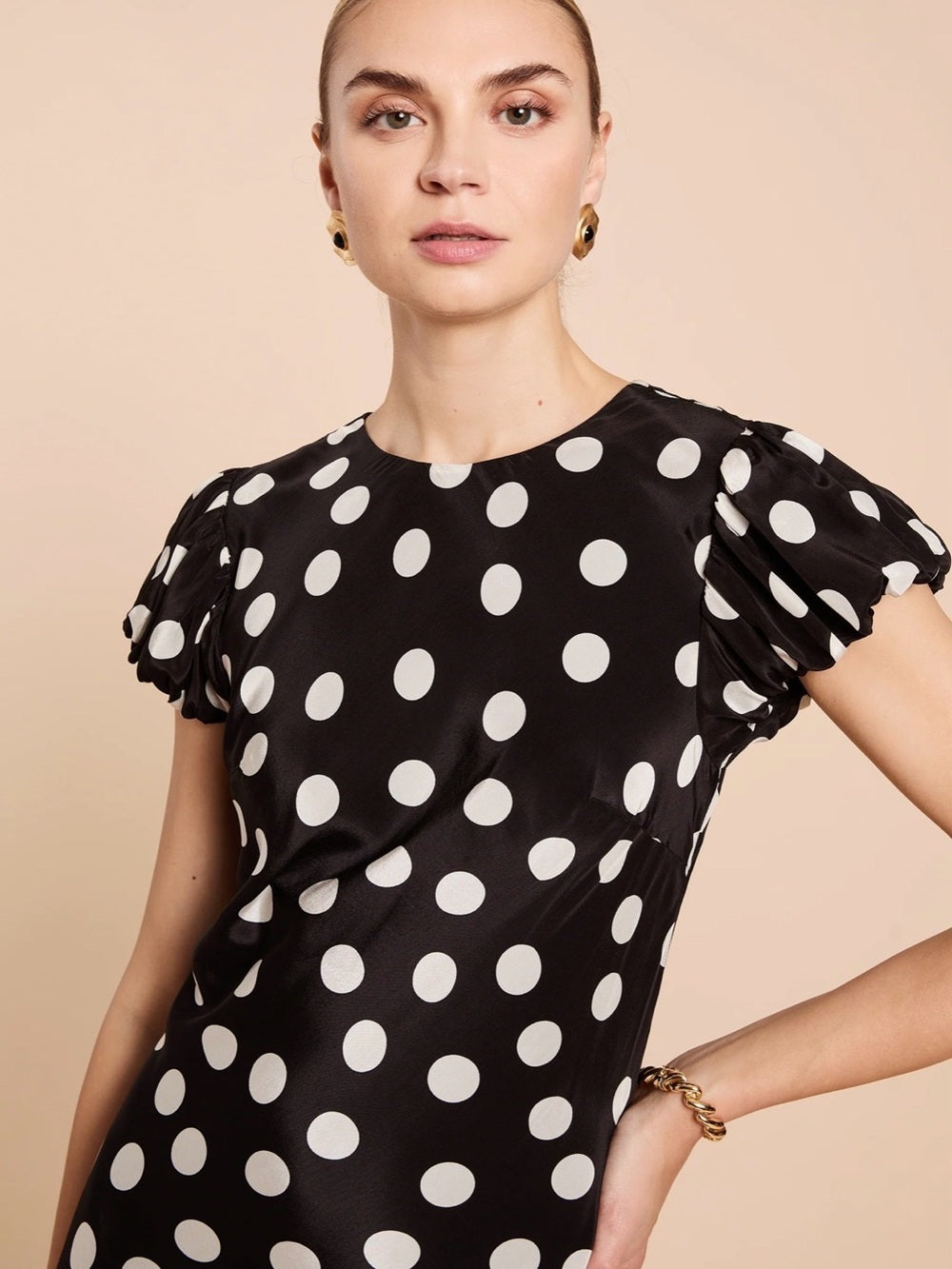 kourt Bibi Black and White Polka Dot Dress