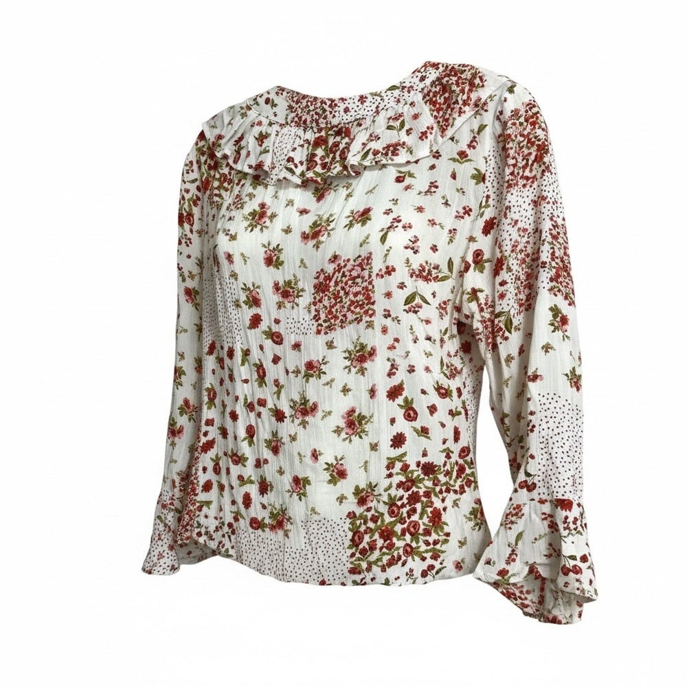 Black Tape Petite Wildflower Ruffle Blouse