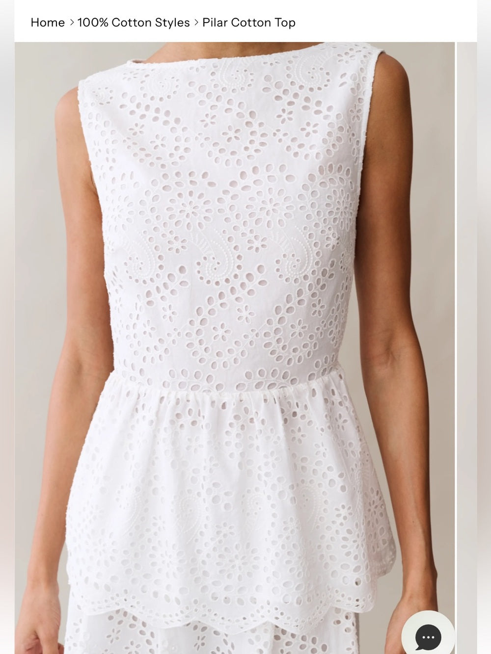 o.p.t Pilar White Cotton Eyelet Top