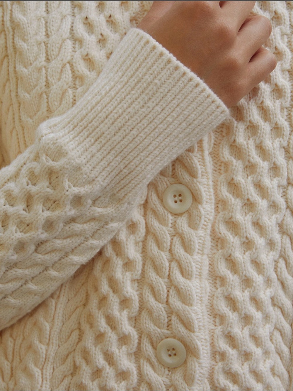CAARA Julianna Cream Cable Knit Cardigan